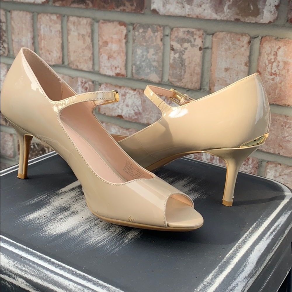 Calvin Klein tan heels with strap